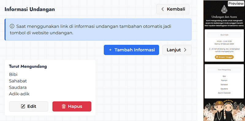 Informasi tambah undangan digital - sribulink