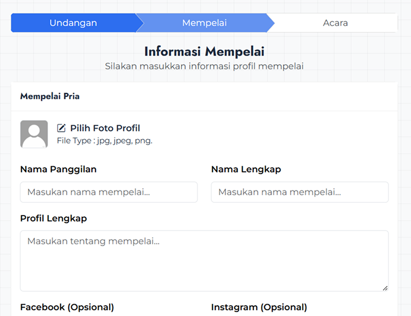 Informasi mempelai/profile undangan digital - sribulink